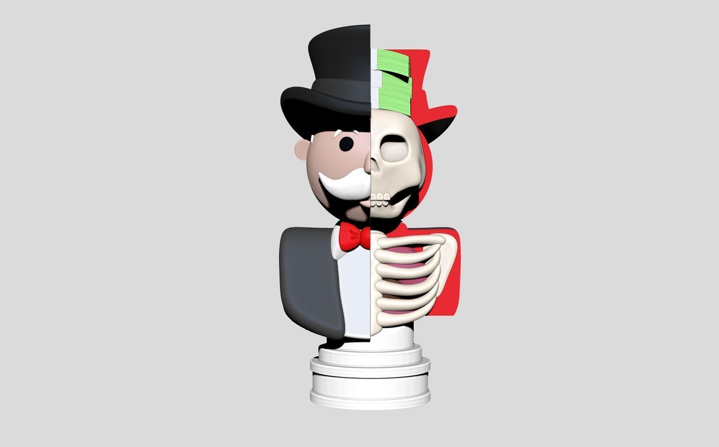 Mr monopoly anatomy bust 3D print model_1