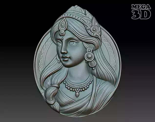 Indian Girl basrelief 04 240906 3D print model