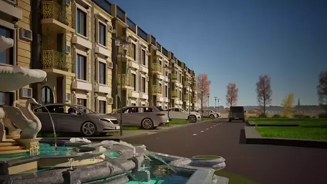 plaza square exterior design custom scene full