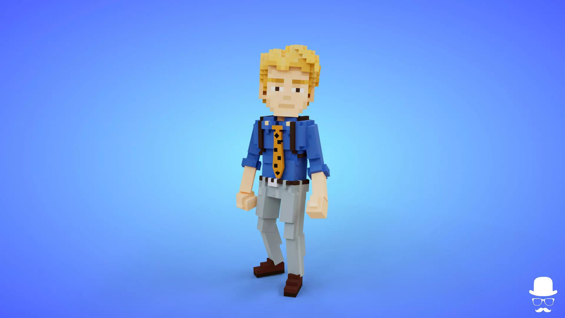 Kento Nanami Voxel Character - 3D Anime Lowpoly Game Asset Low-poly 3D model