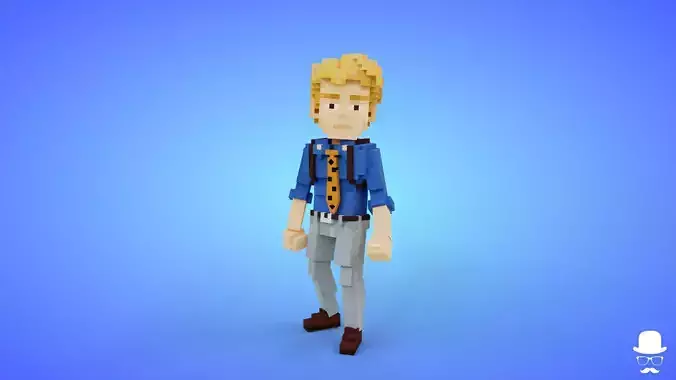 Kento Nanami Voxel Character - 3D Anime Lowpoly Game Asset Low-poly 3D model