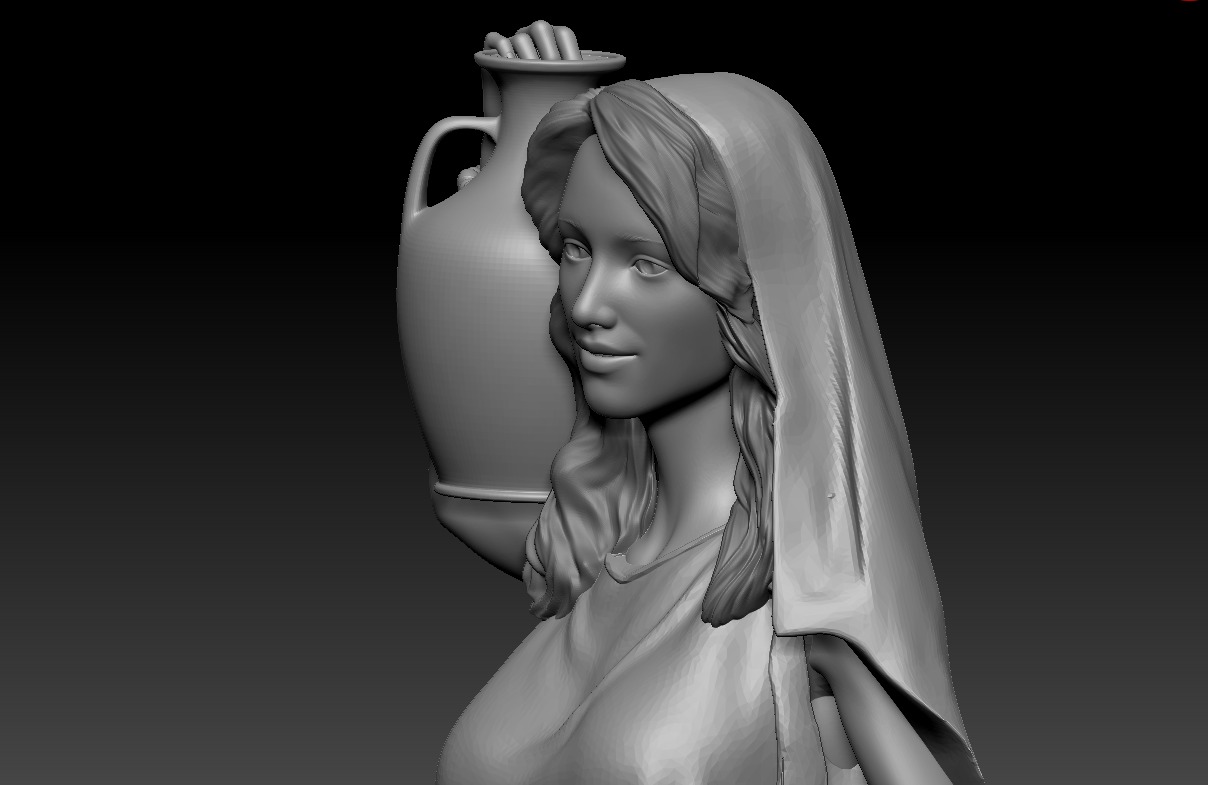 Woman with amphora - printable 3D print model_3