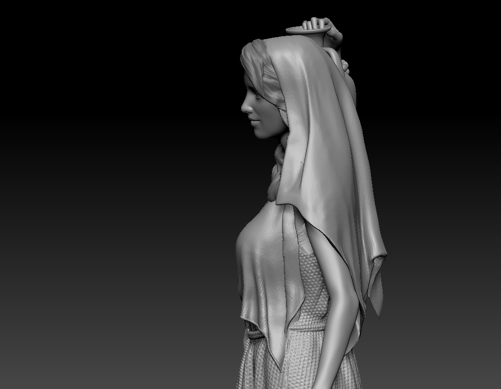 Woman with amphora - printable 3D print model_6