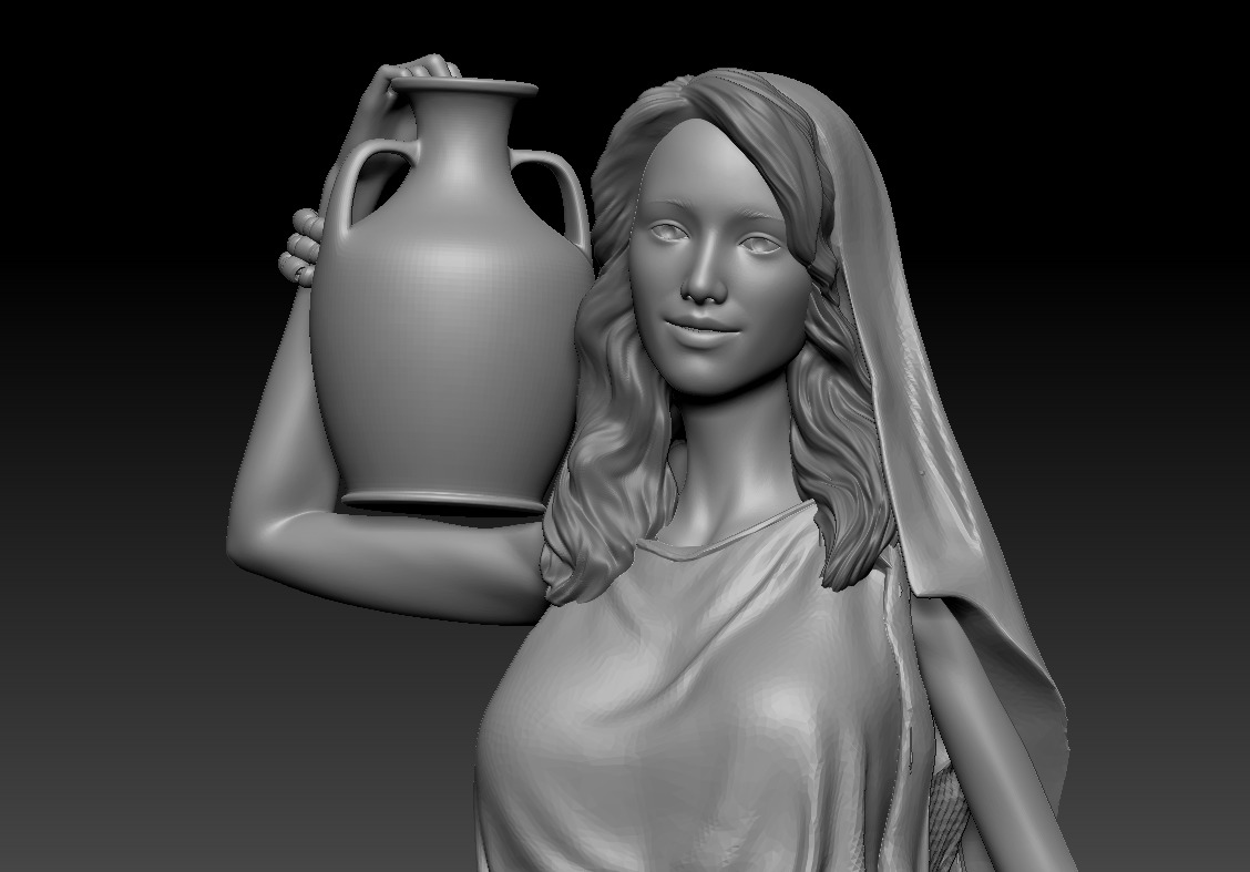 Woman with amphora - printable 3D print model_1