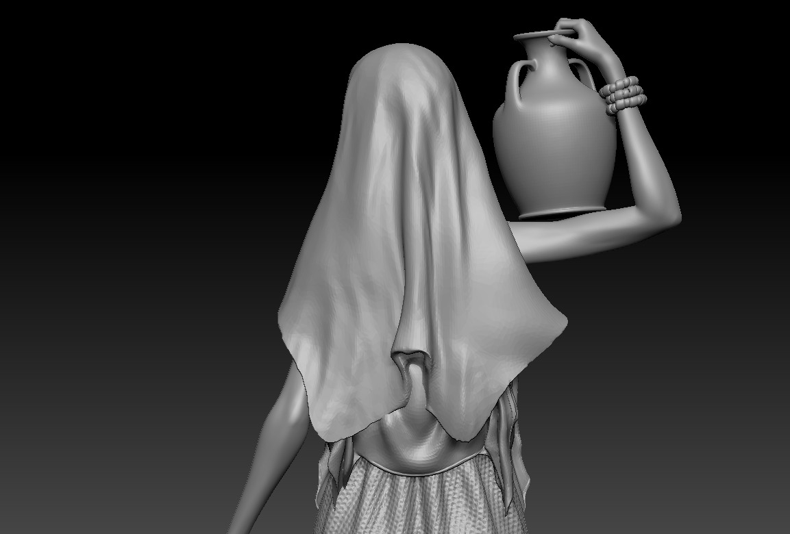Woman with amphora - printable 3D print model_5