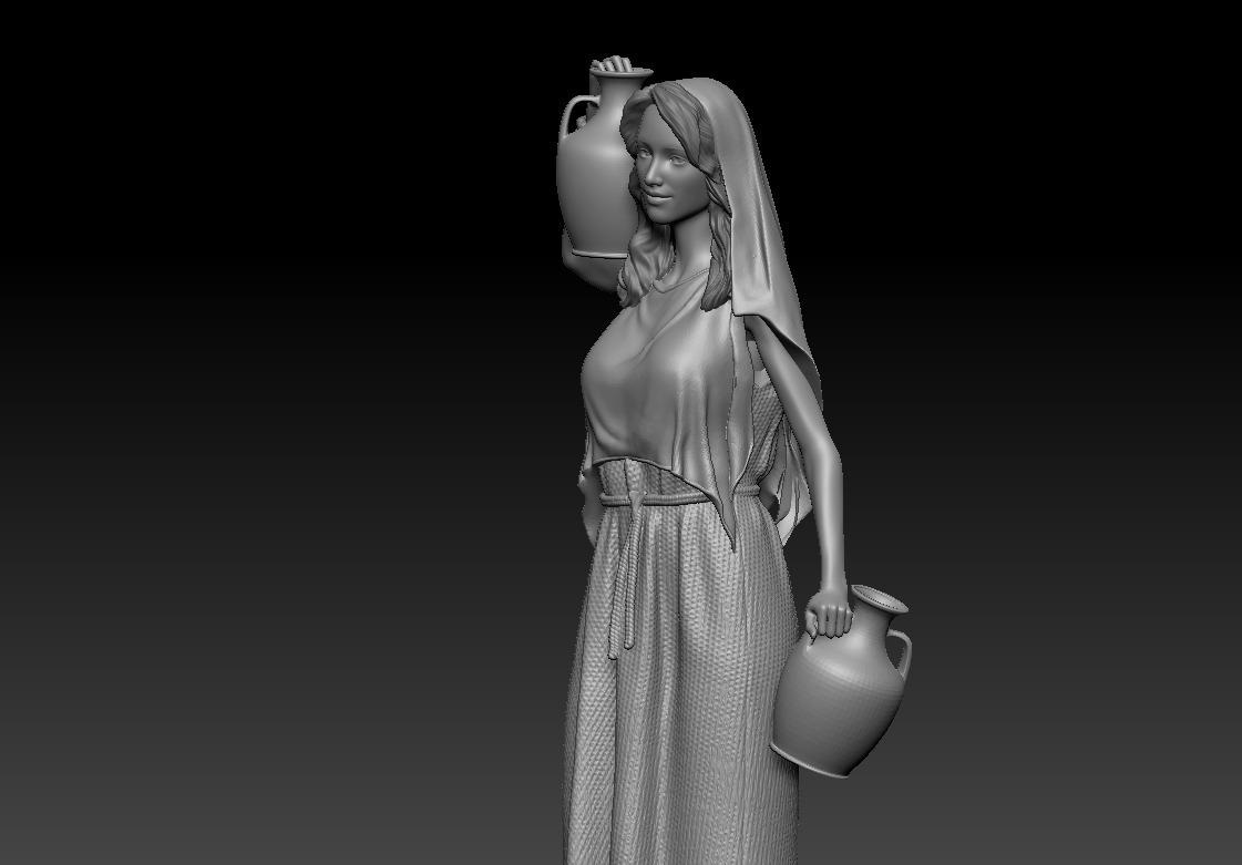 Woman with amphora - printable 3D print model_7
