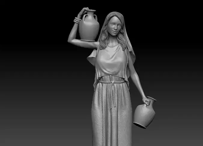 Woman with amphora - printable 3D print model