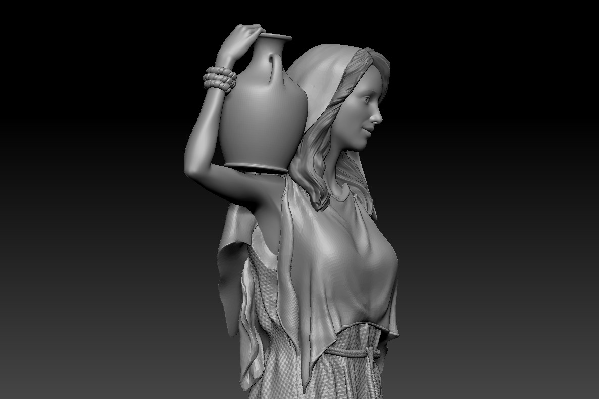 Woman with amphora - printable 3D print model_4