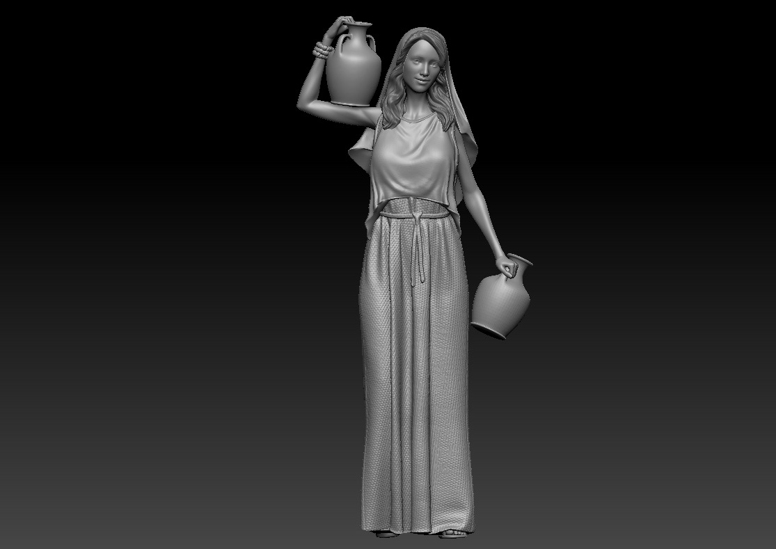 Woman with amphora - printable 3D print model_9