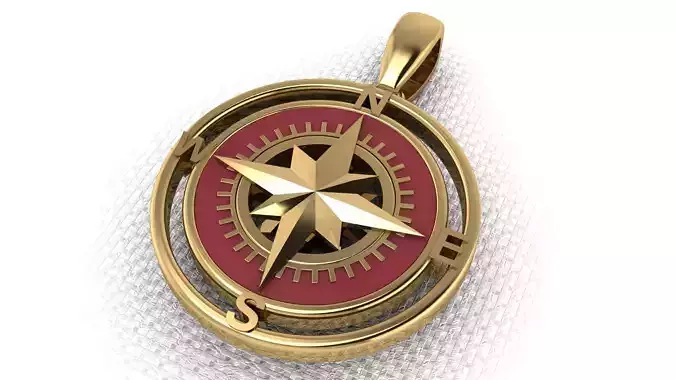 Pendant Compass whit the enamel 3D print model 3D print model 3D print model