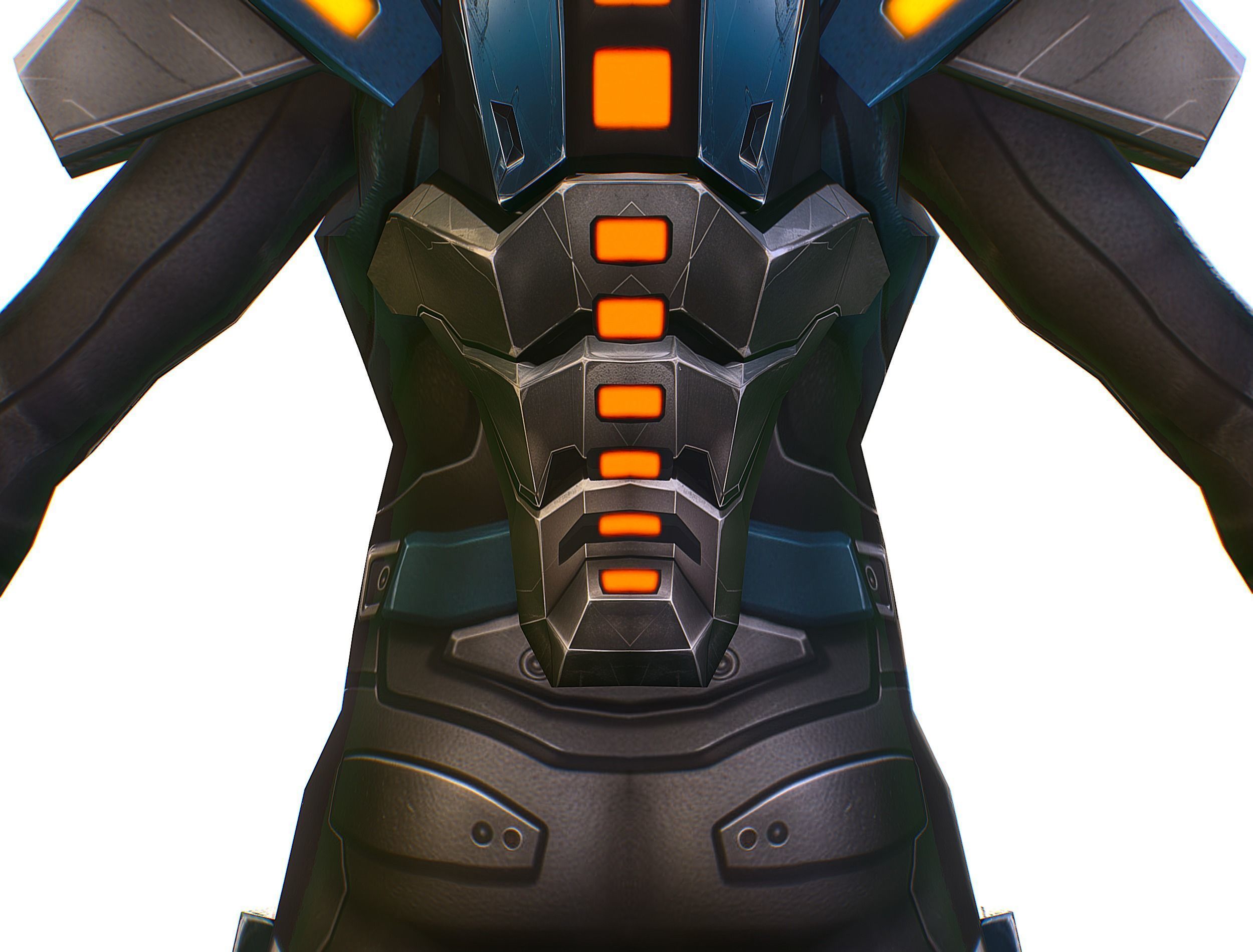 Low Poly Cyborg Soldier with Automatic Rifle and Pistol 3dsMax Low-poly 3D model_27