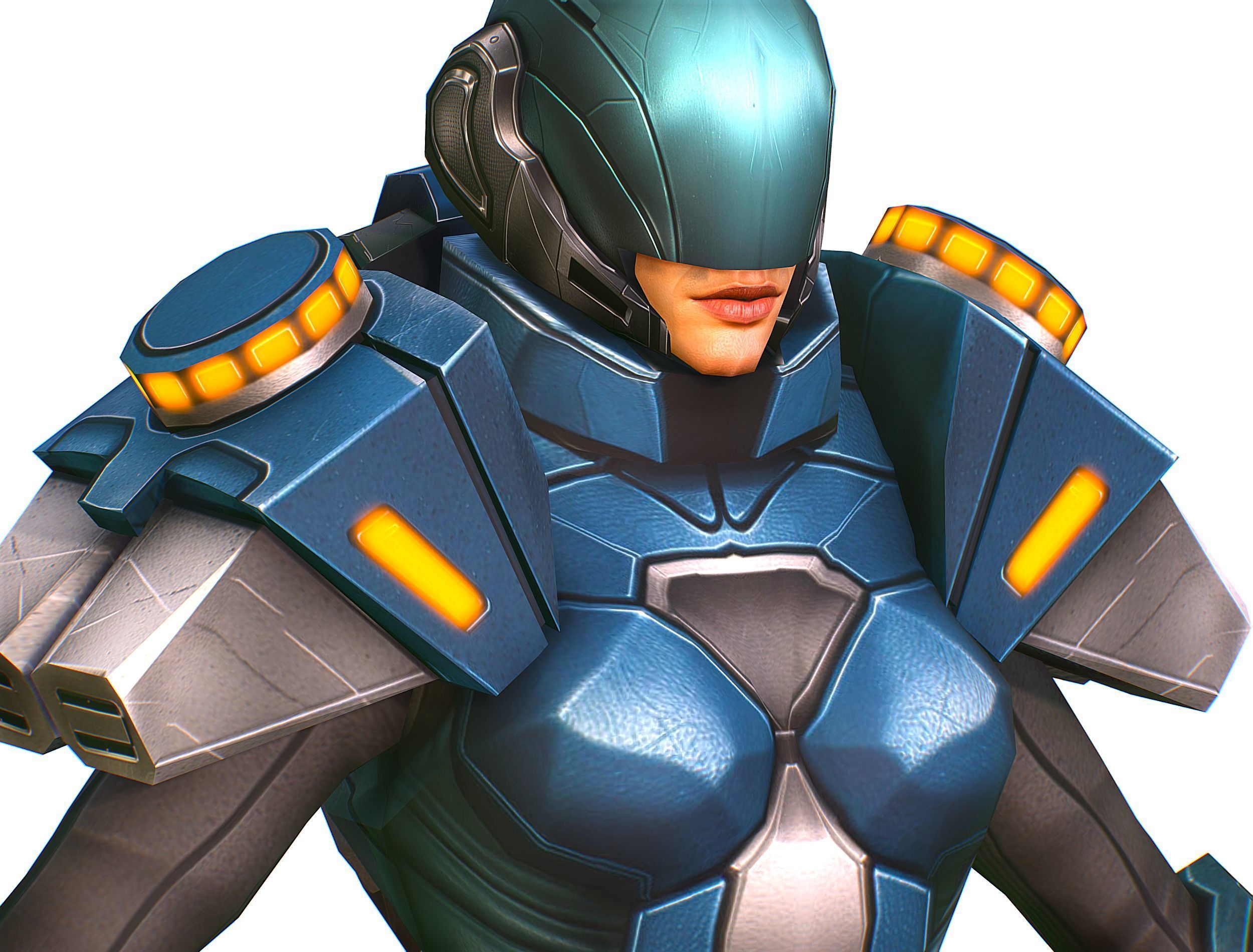 Low Poly Cyborg Soldier with Automatic Rifle and Pistol 3dsMax Low-poly 3D model_35