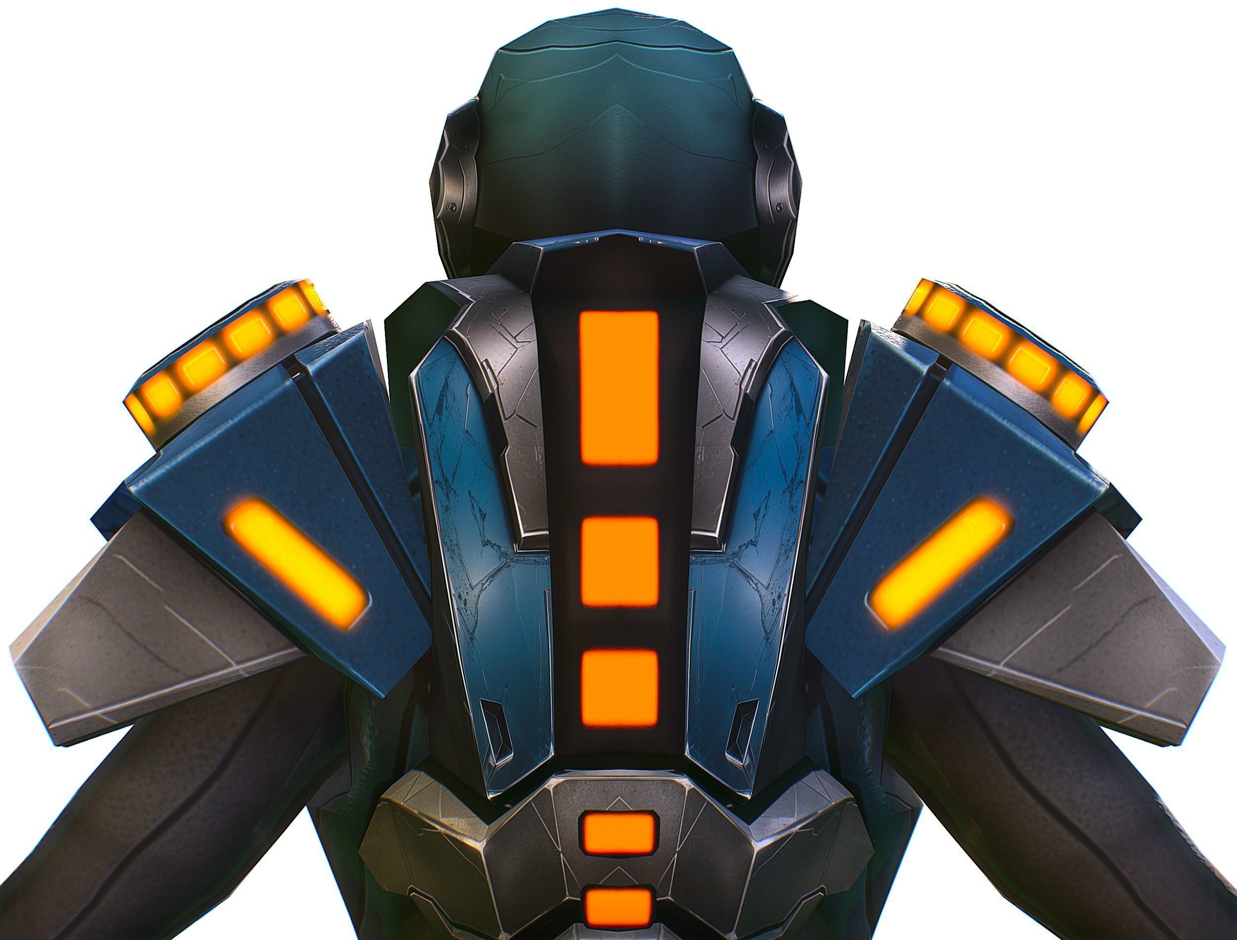 Low Poly Cyborg Soldier with Automatic Rifle and Pistol 3dsMax Low-poly 3D model_26