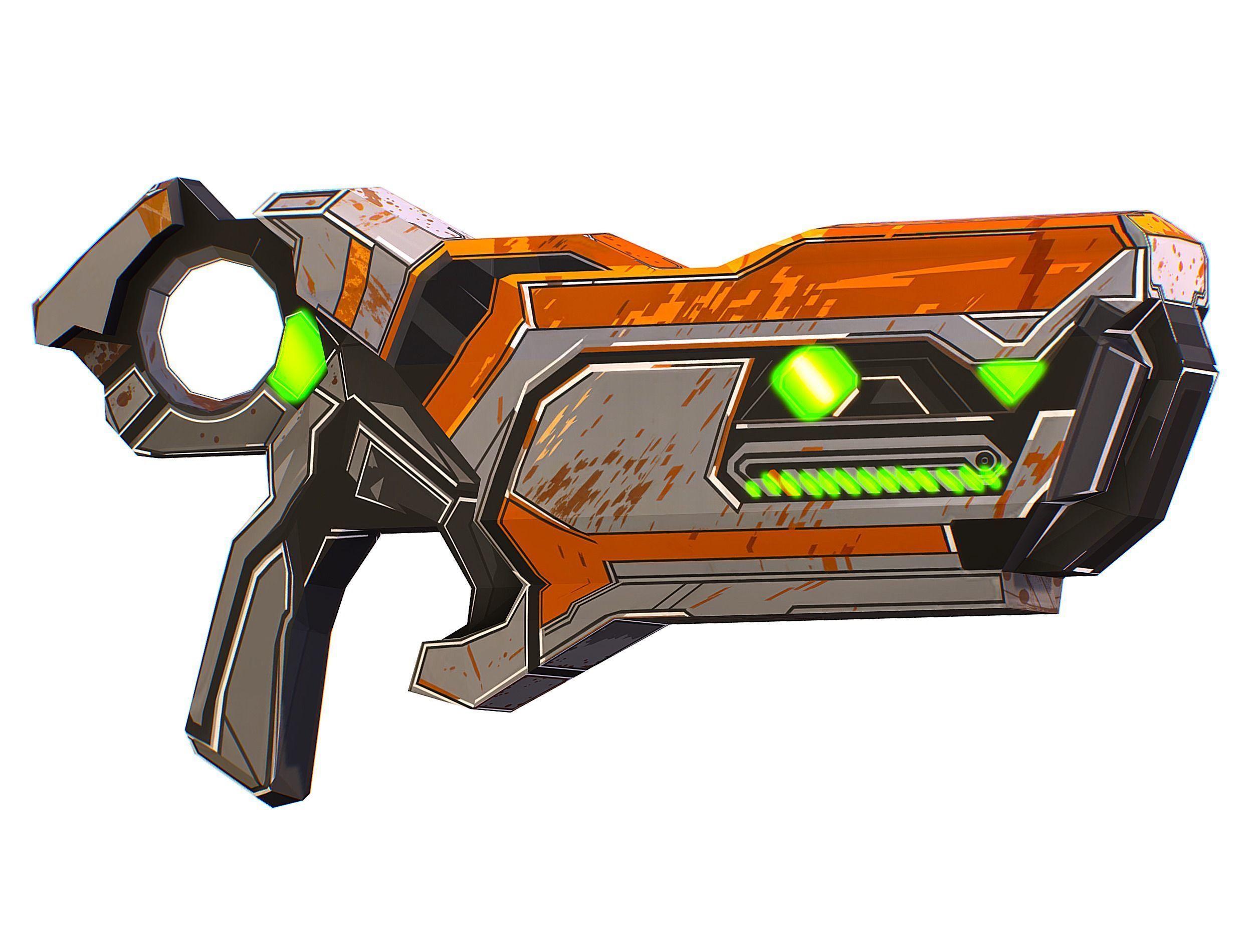 Low Poly Cyborg Soldier with Automatic Rifle and Pistol 3dsMax Low-poly 3D model_46