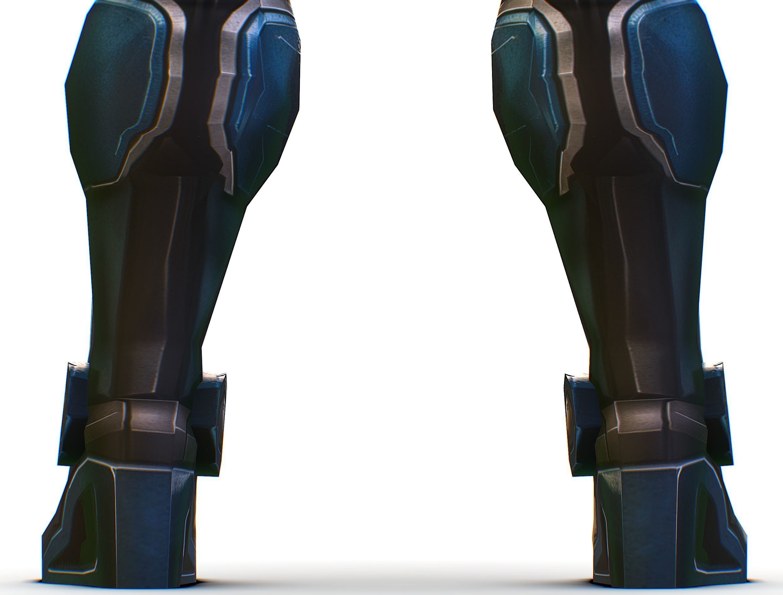 Low Poly Cyborg Soldier with Automatic Rifle and Pistol 3dsMax Low-poly 3D model_32