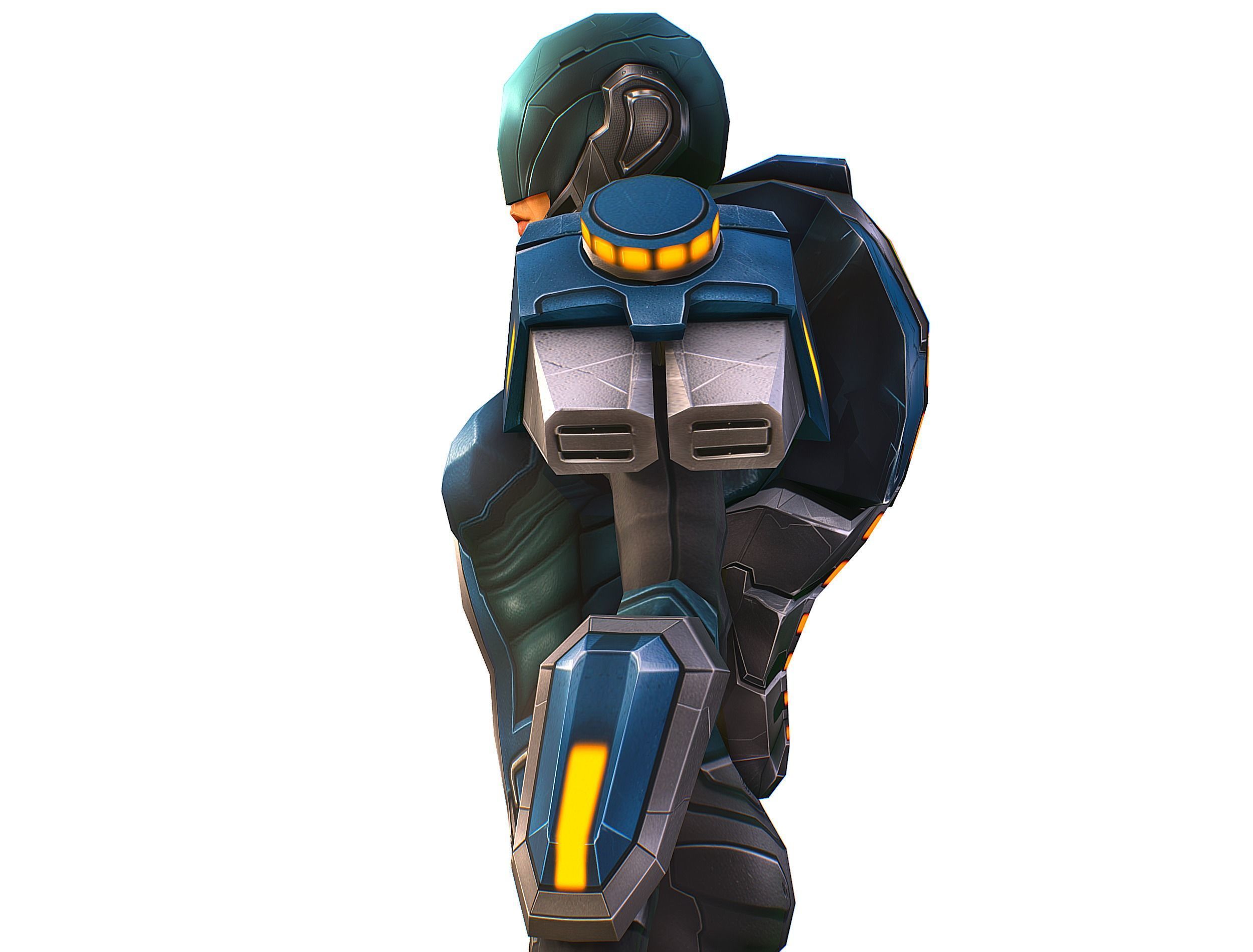 Low Poly Cyborg Soldier with Automatic Rifle and Pistol 3dsMax Low-poly 3D model_34