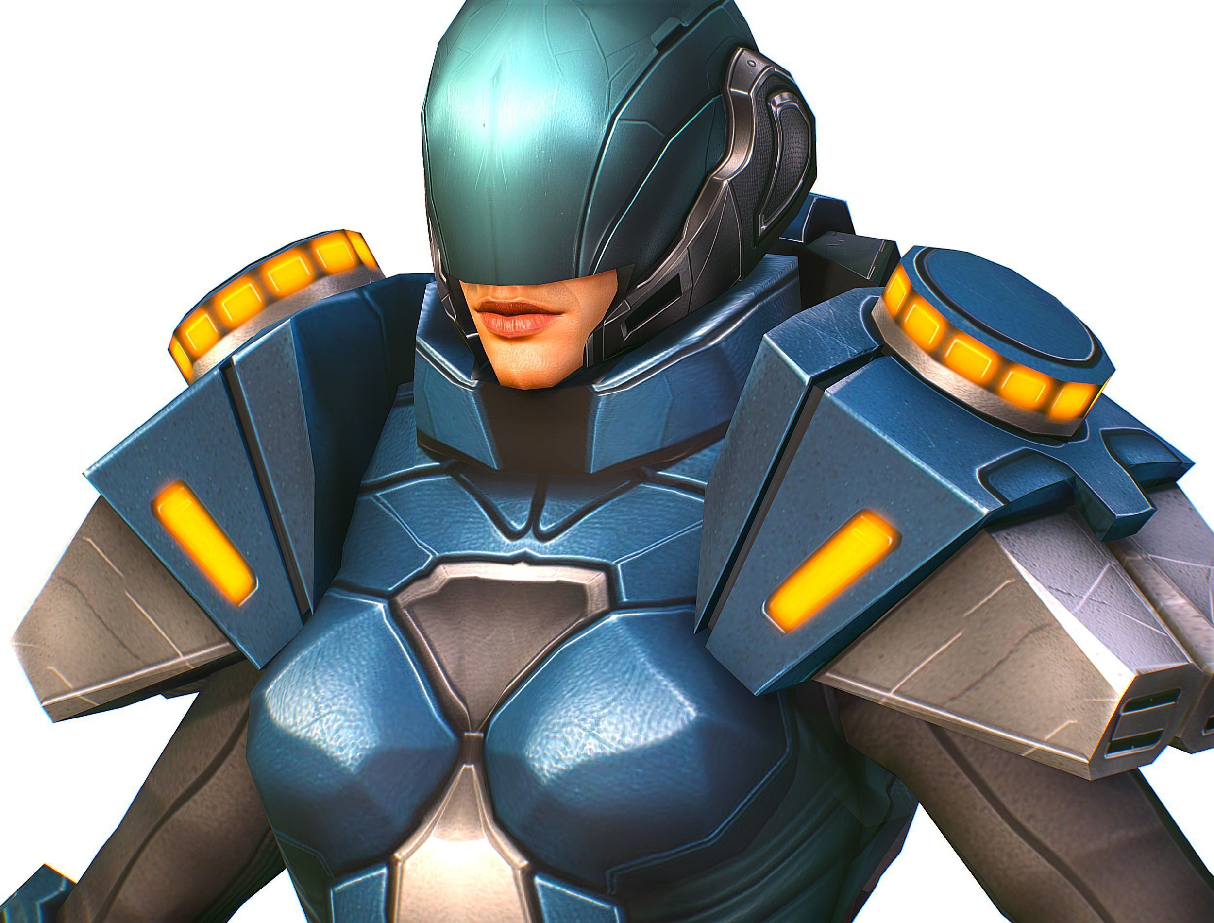 Low Poly Cyborg Soldier with Automatic Rifle and Pistol 3dsMax Low-poly 3D model_36