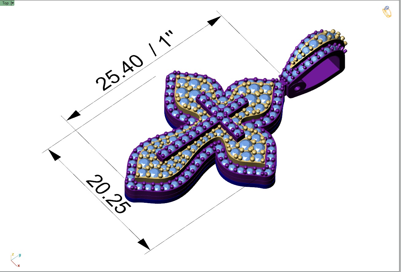 Custom Cross Diamond Pendant - Crucifixion Cross Necklace 3D print model_6