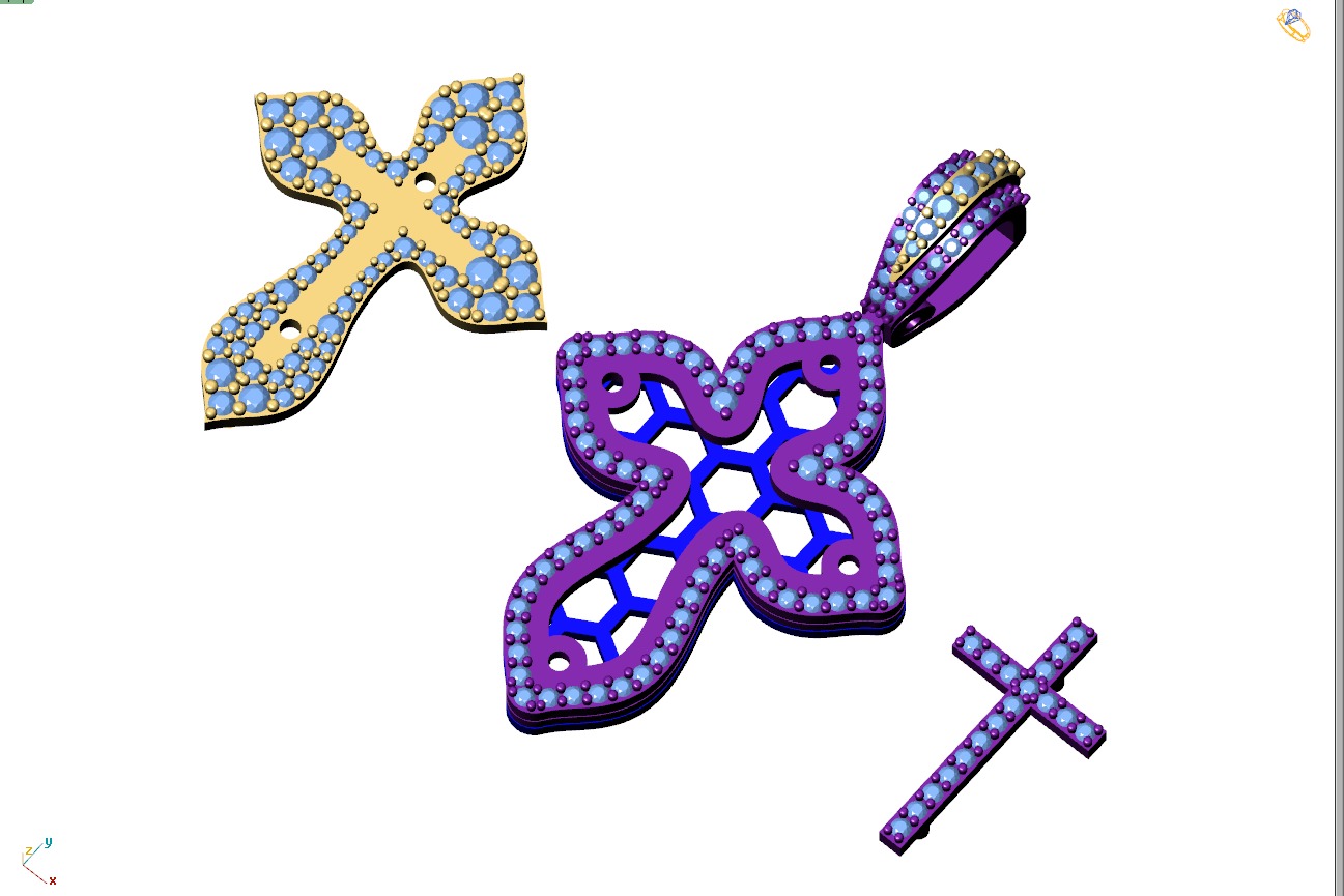 Custom Cross Diamond Pendant - Crucifixion Cross Necklace 3D print model_14