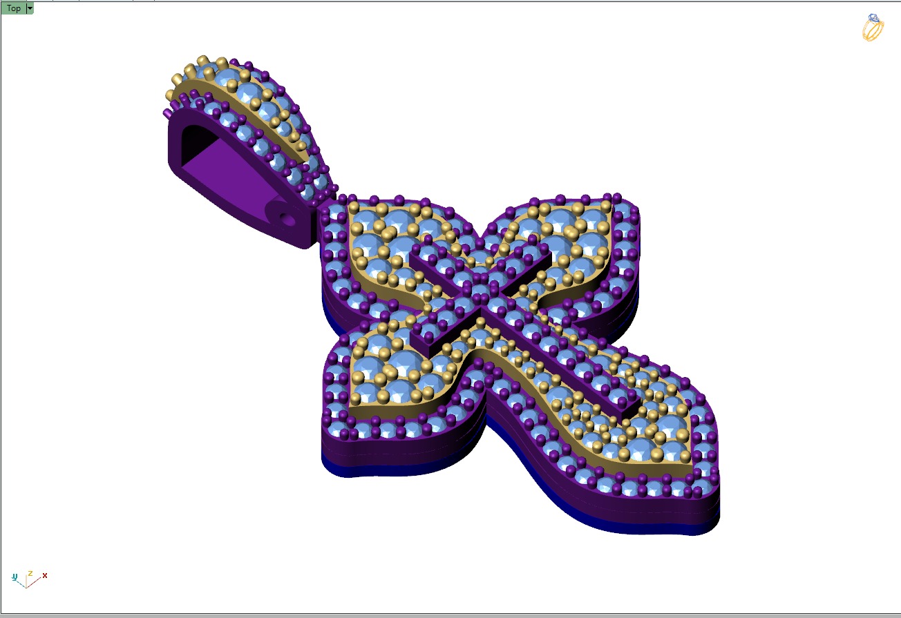 Custom Cross Diamond Pendant - Crucifixion Cross Necklace 3D print model_8