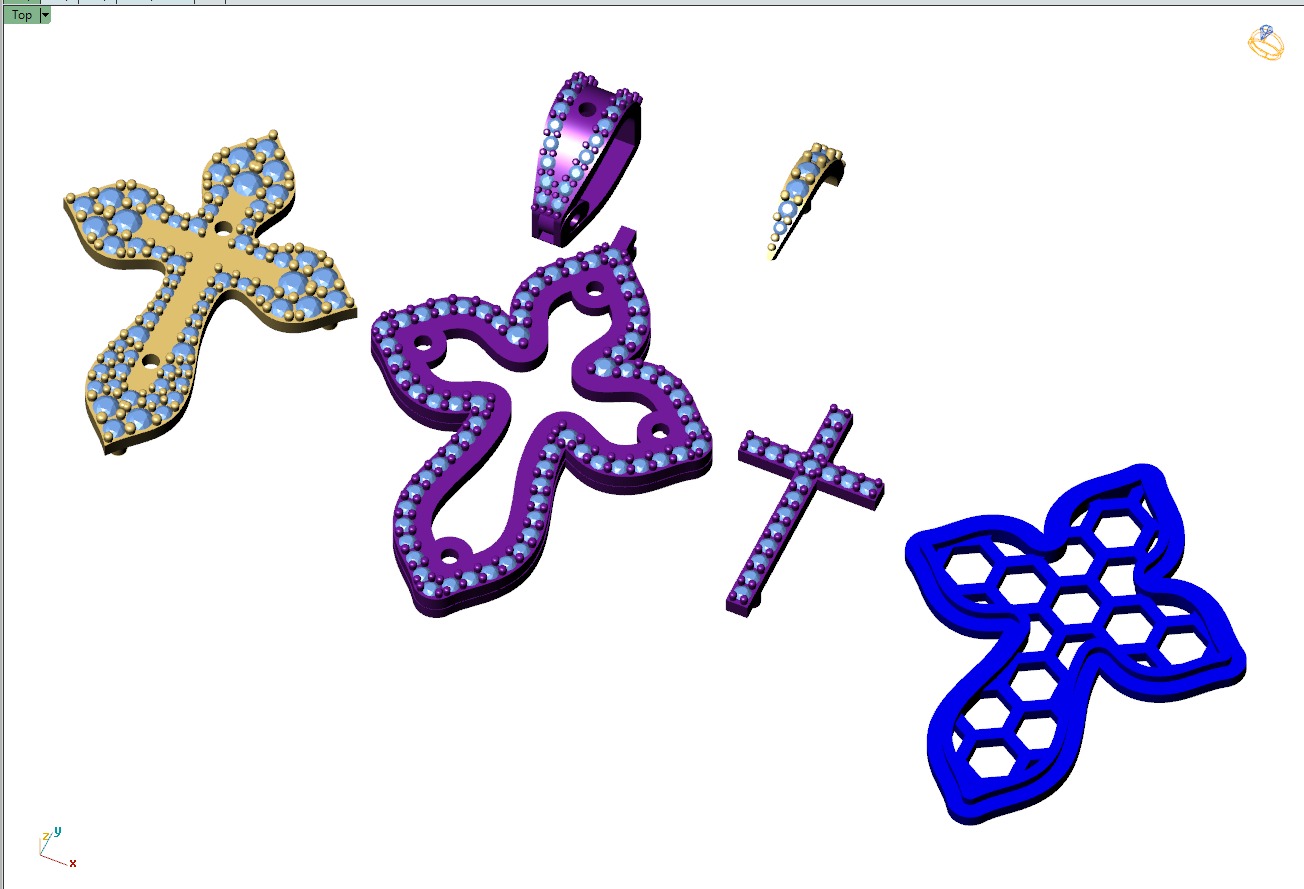 Custom Cross Diamond Pendant - Crucifixion Cross Necklace 3D print model_16