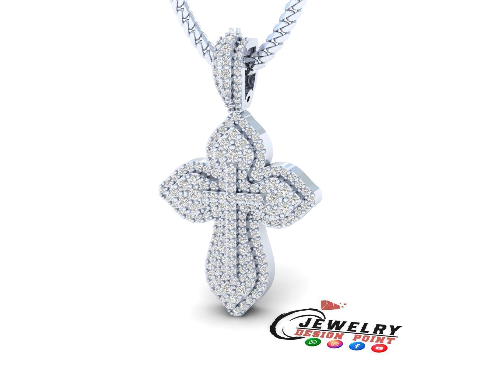 Custom Cross Diamond Pendant - Crucifixion Cross Necklace 3D print model_3