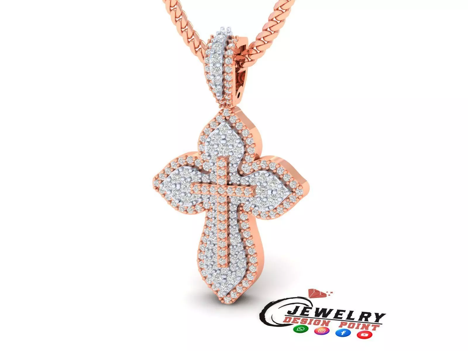 Custom Cross Diamond Pendant - Crucifixion Cross Necklace 3D print model_0