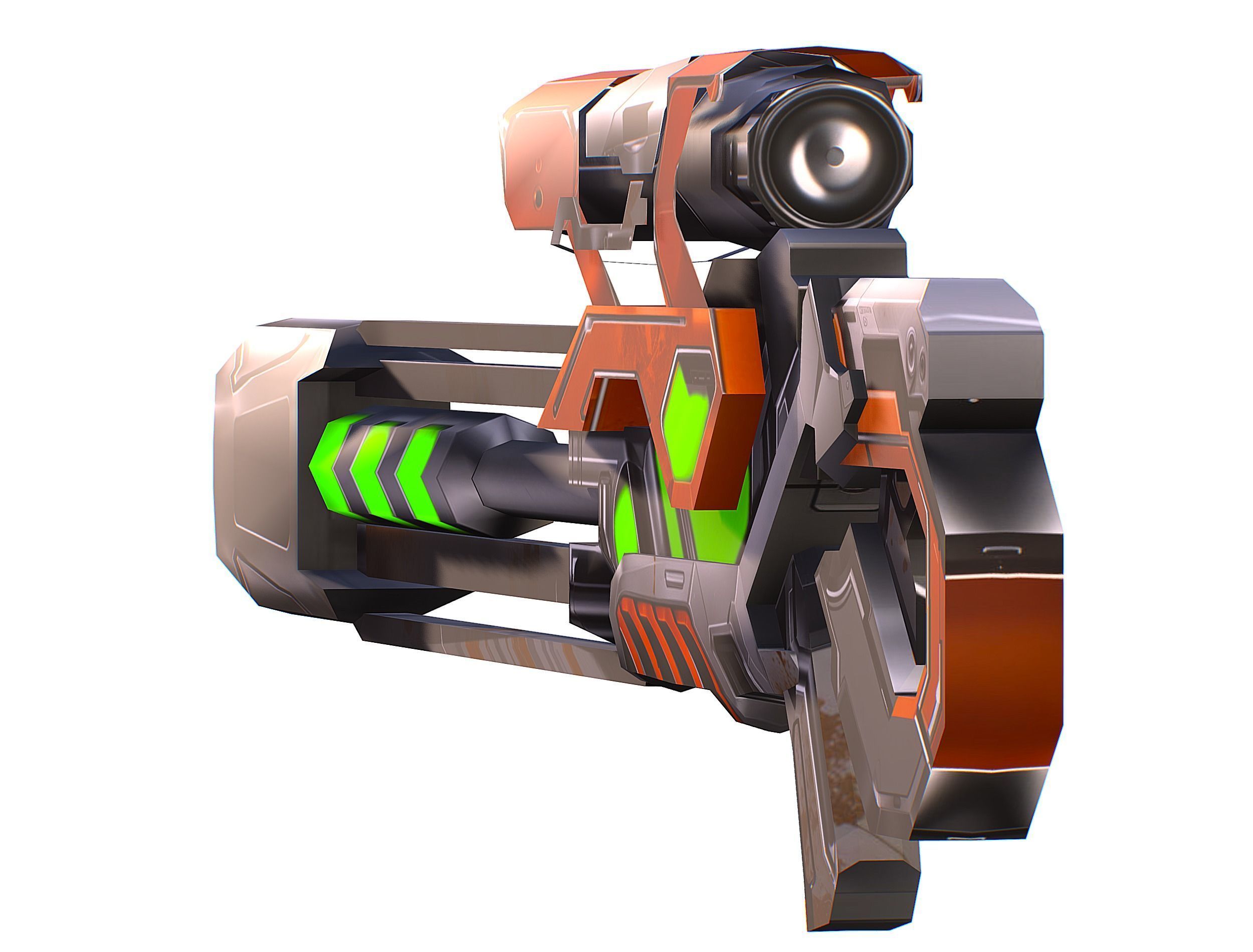 Cartoon Sci-Fi Cyborg Drone Sniper Soldier Low-poly 3D model_44