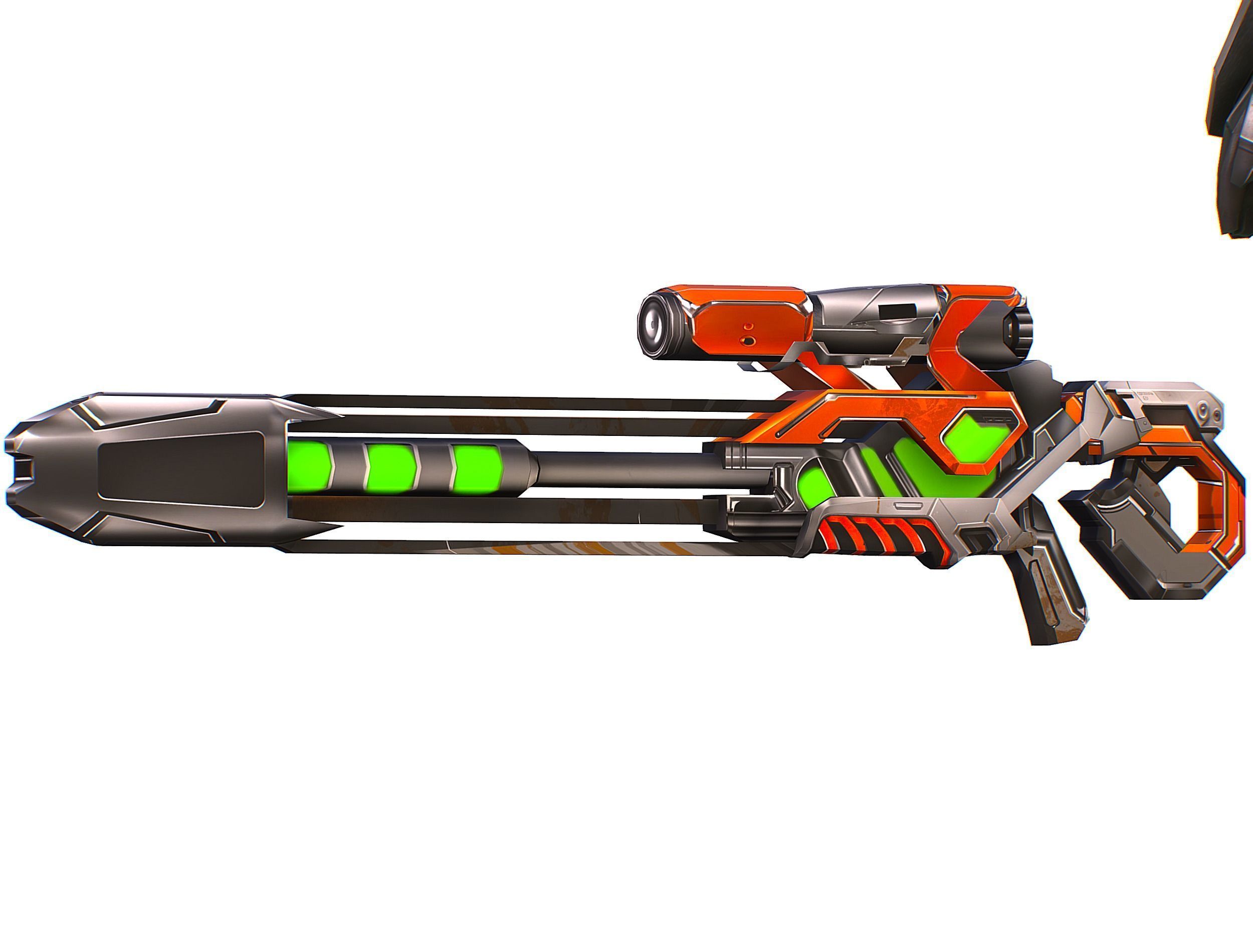 Cartoon Sci-Fi Cyborg Drone Sniper Soldier Low-poly 3D model_46