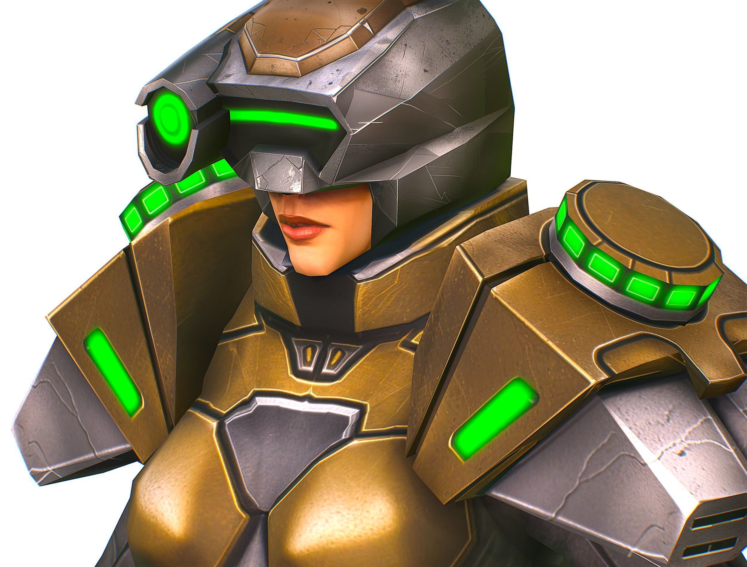 Cartoon Sci-Fi Cyborg Drone Sniper Soldier Low-poly 3D model_39