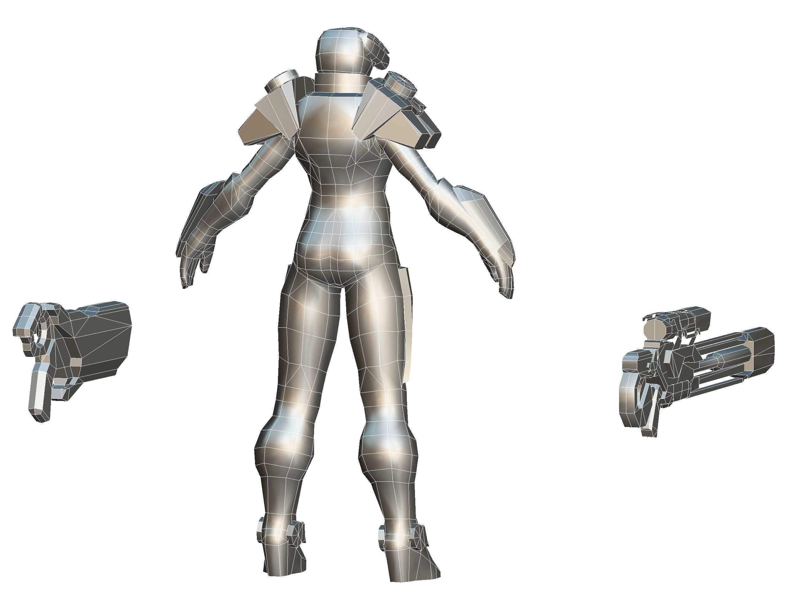 Cartoon Sci-Fi Cyborg Drone Sniper Soldier Low-poly 3D model_65