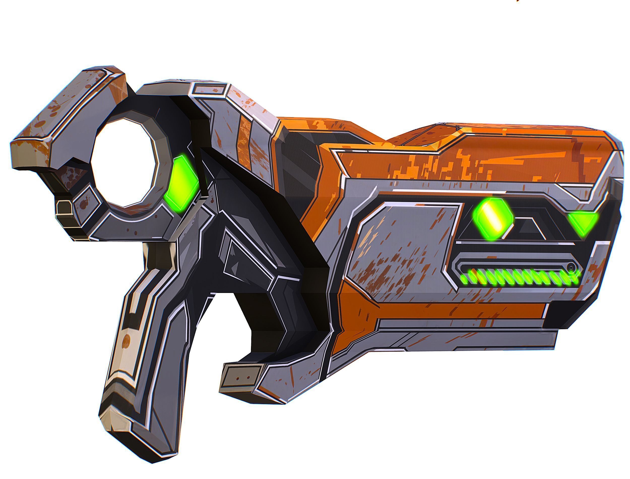 Cartoon Sci-Fi Cyborg Drone Sniper Soldier Low-poly 3D model_53