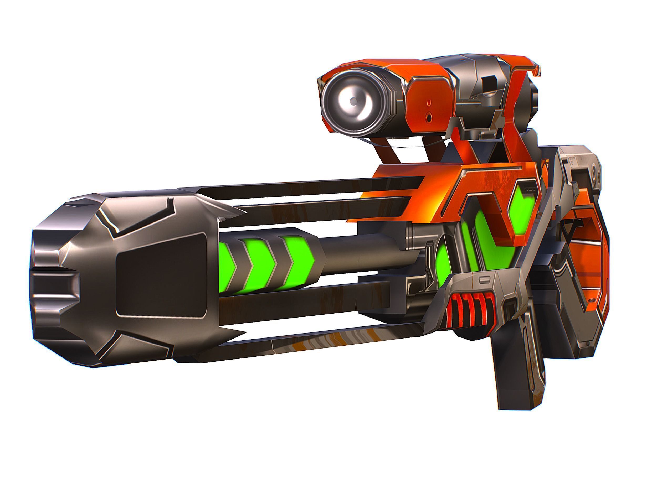 Cartoon Sci-Fi Cyborg Drone Sniper Soldier Low-poly 3D model_48