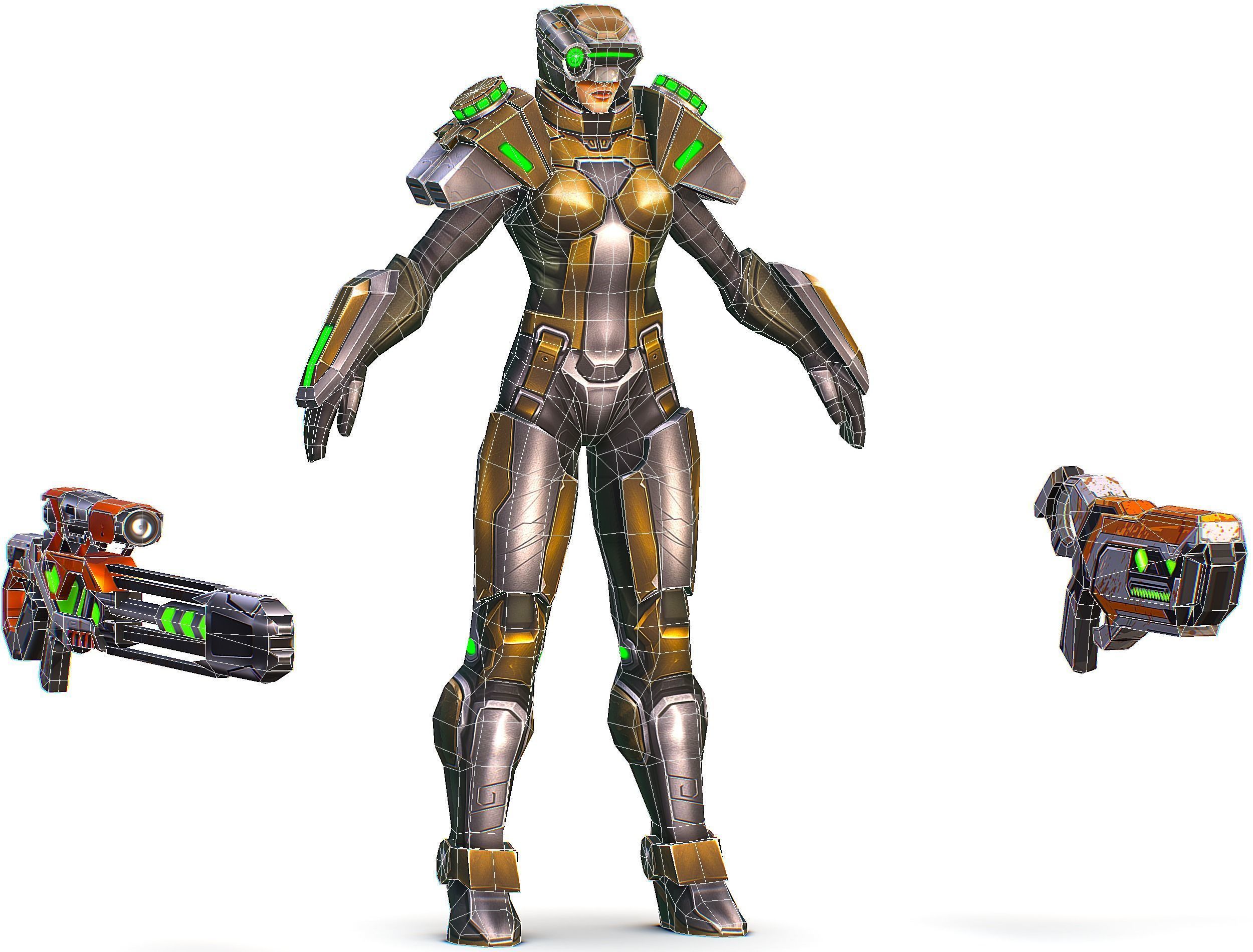 Cartoon Sci-Fi Cyborg Drone Sniper Soldier Low-poly 3D model_60