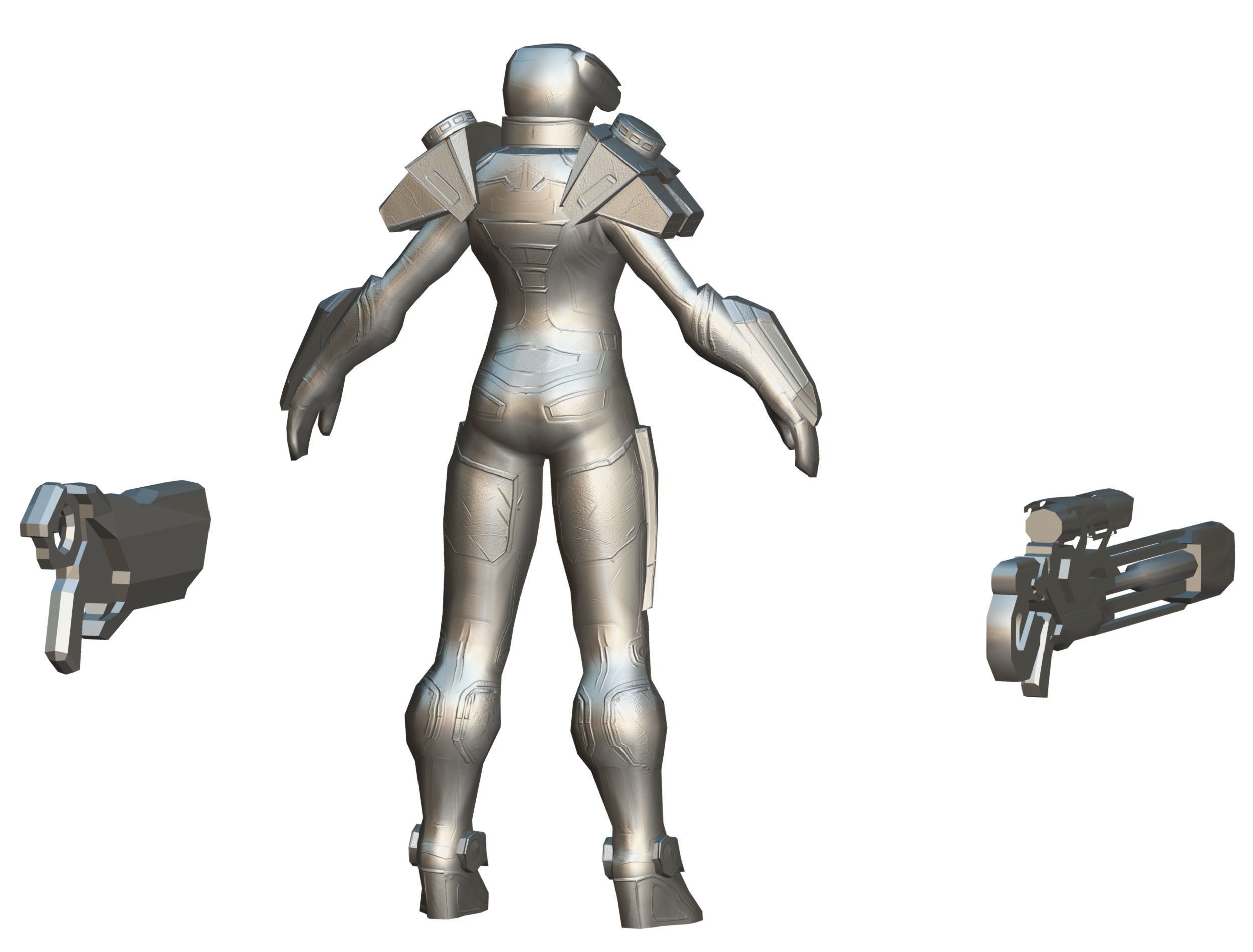 Cartoon Sci-Fi Cyborg Drone Sniper Soldier Low-poly 3D model_66