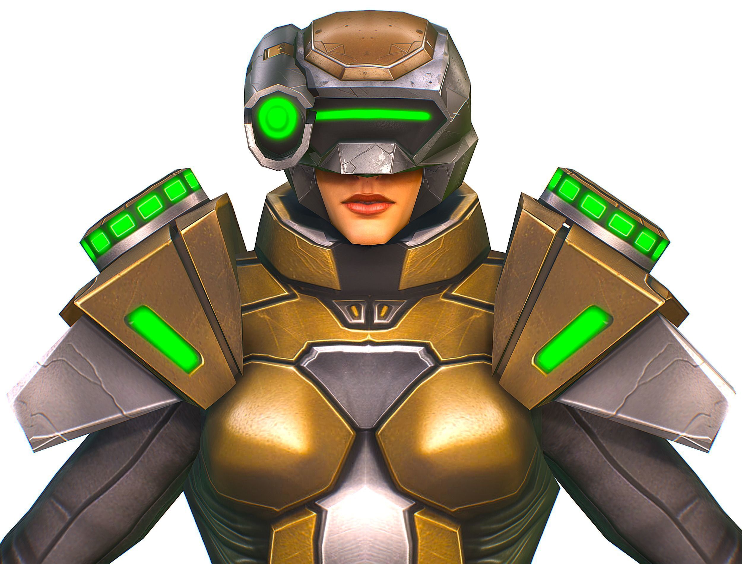 Cartoon Sci-Fi Cyborg Drone Sniper Soldier Low-poly 3D model_22