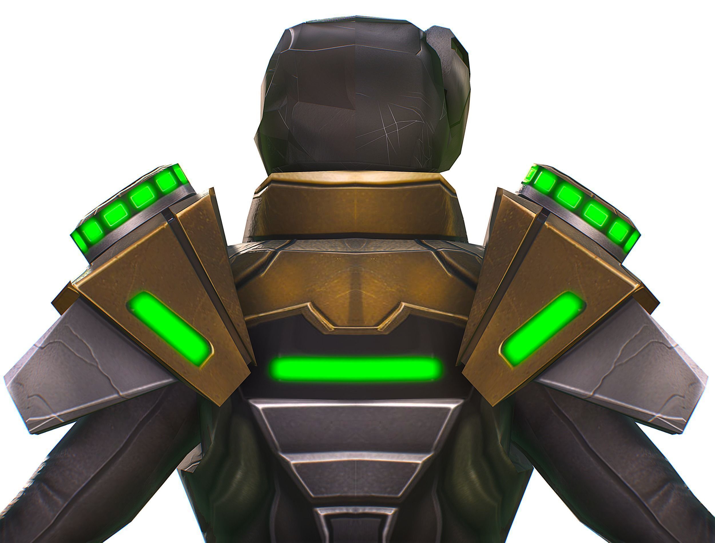 Cartoon Sci-Fi Cyborg Drone Sniper Soldier Low-poly 3D model_29