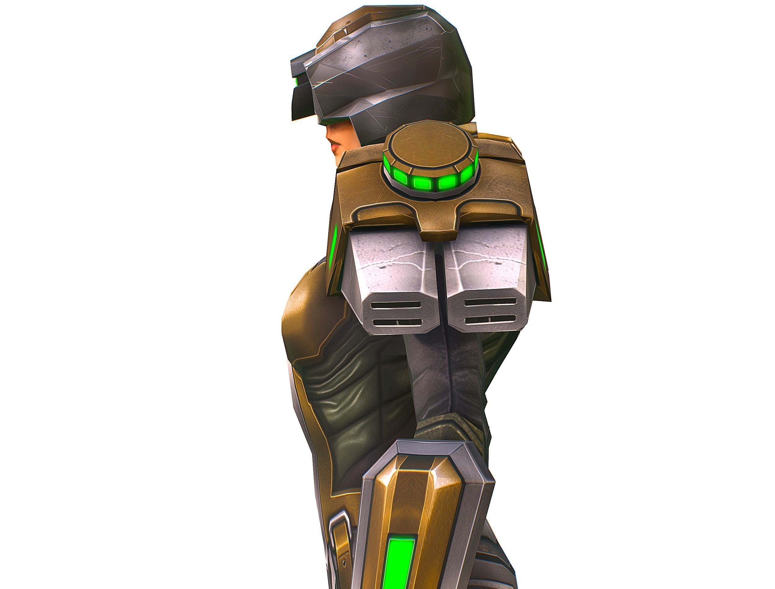 Cartoon Sci-Fi Cyborg Drone Sniper Soldier Low-poly 3D model_37