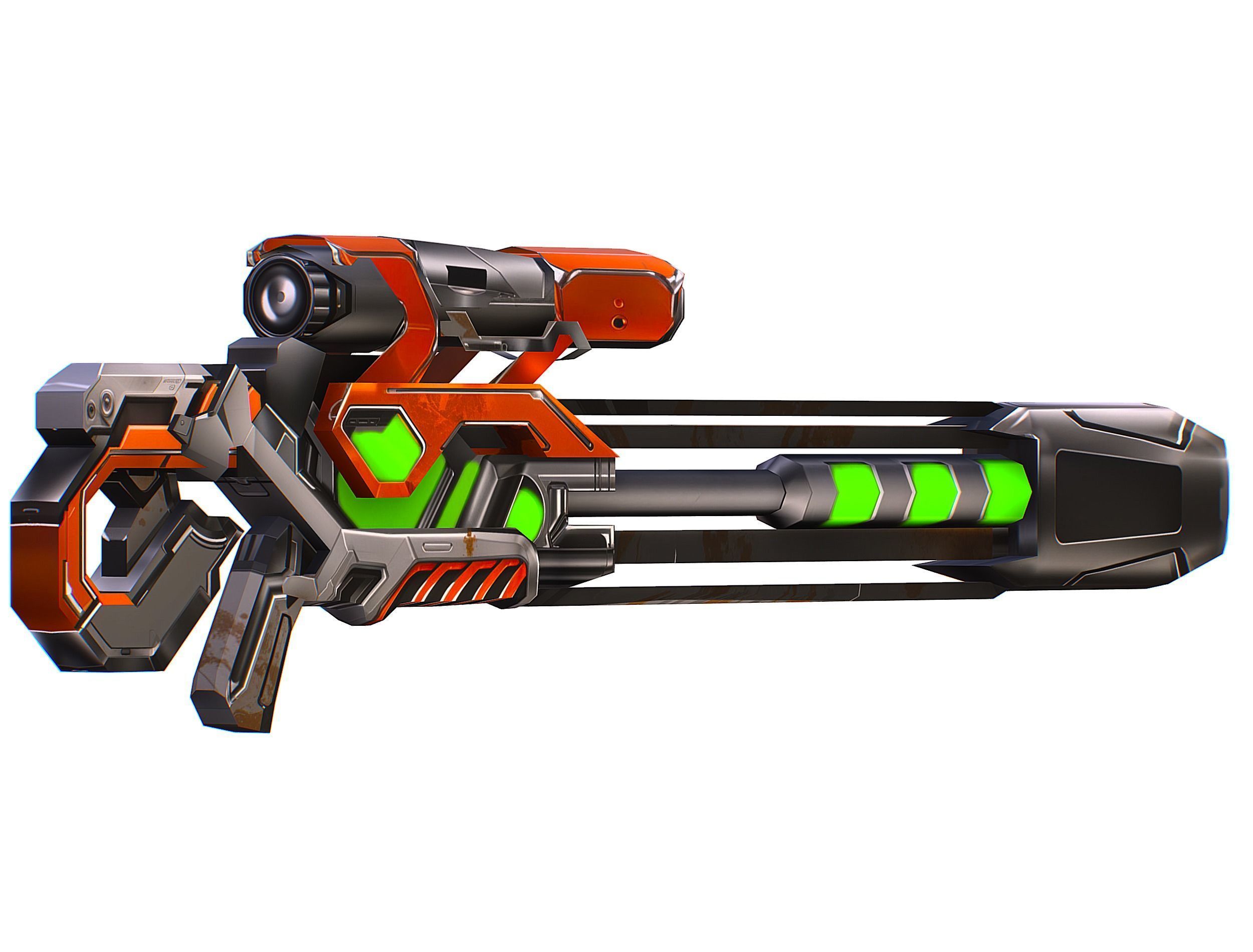 Cartoon Sci-Fi Cyborg Drone Sniper Soldier Low-poly 3D model_41