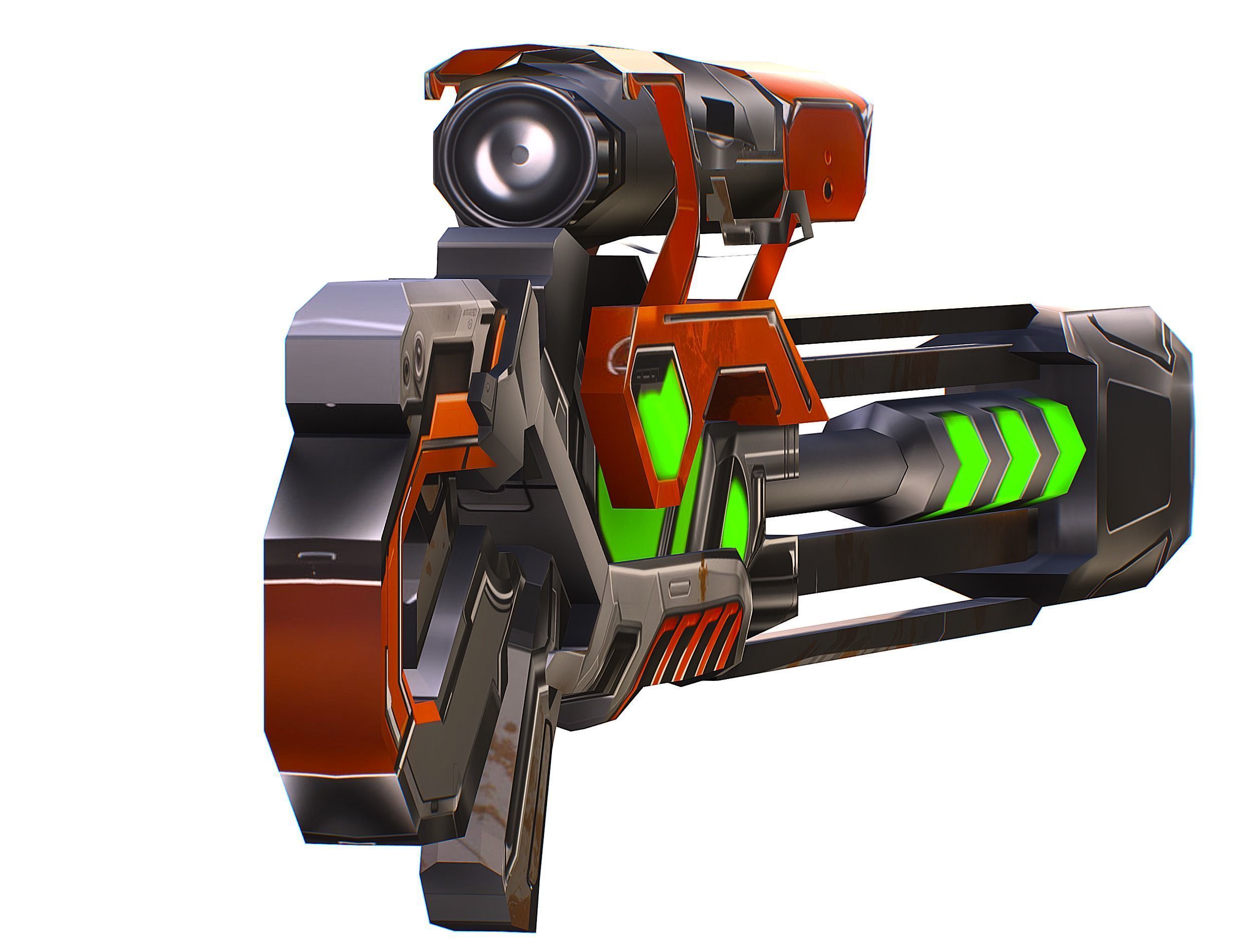 Cartoon Sci-Fi Cyborg Drone Sniper Soldier Low-poly 3D model_42