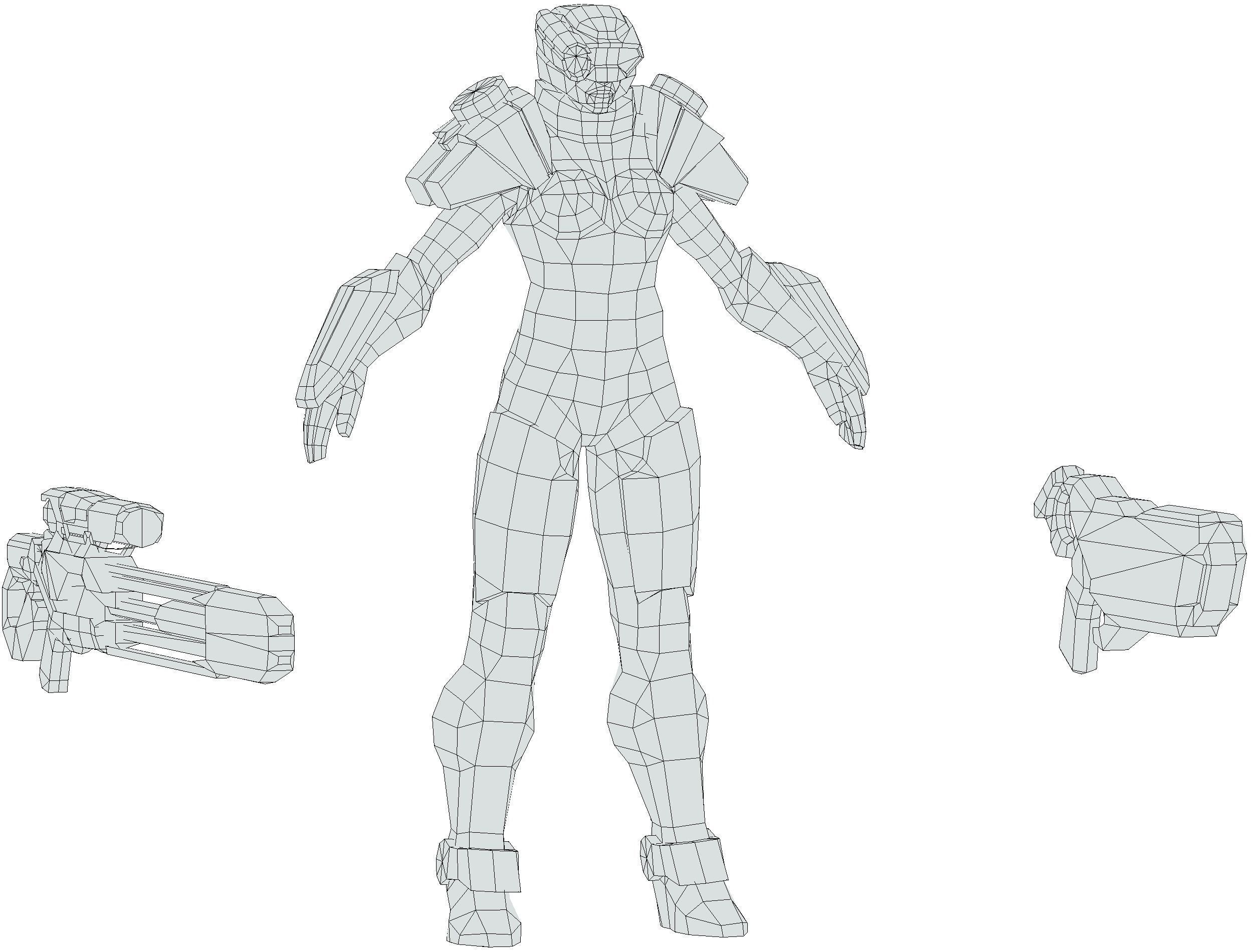 Cartoon Sci-Fi Cyborg Drone Sniper Soldier Low-poly 3D model_63