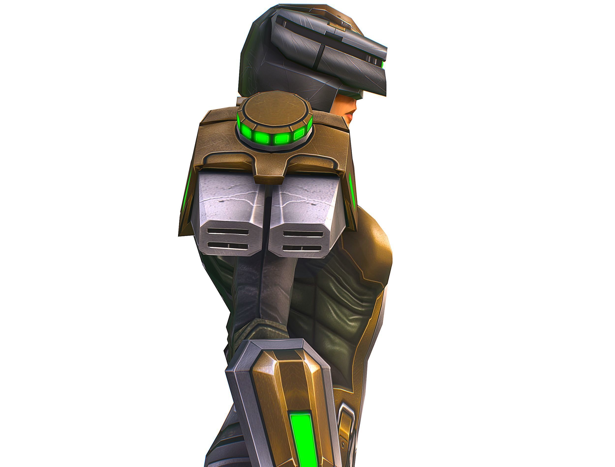 Cartoon Sci-Fi Cyborg Drone Sniper Soldier Low-poly 3D model_36