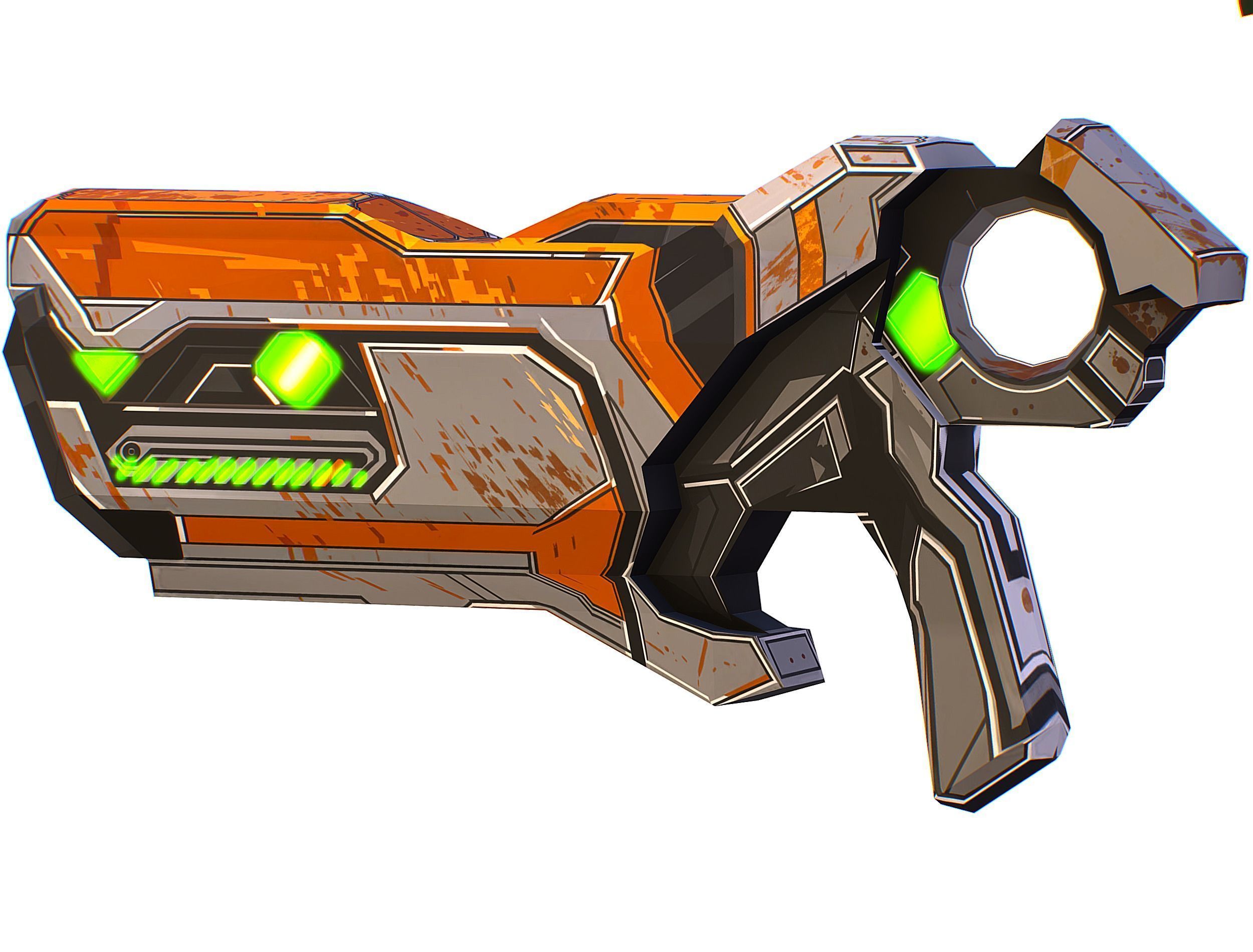 Cartoon Sci-Fi Cyborg Drone Sniper Soldier Low-poly 3D model_56