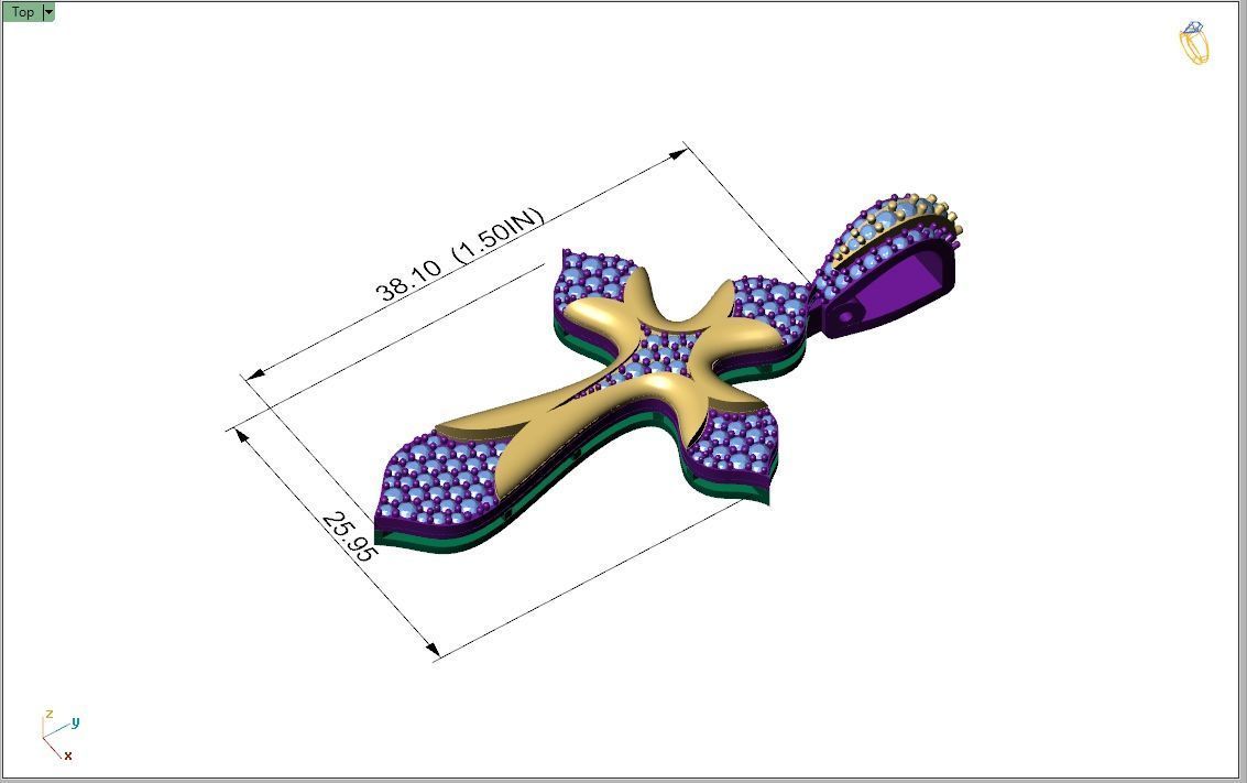 Custom Cross Diamond Pendant - Crucifixion Cross Necklace 3D print model_4