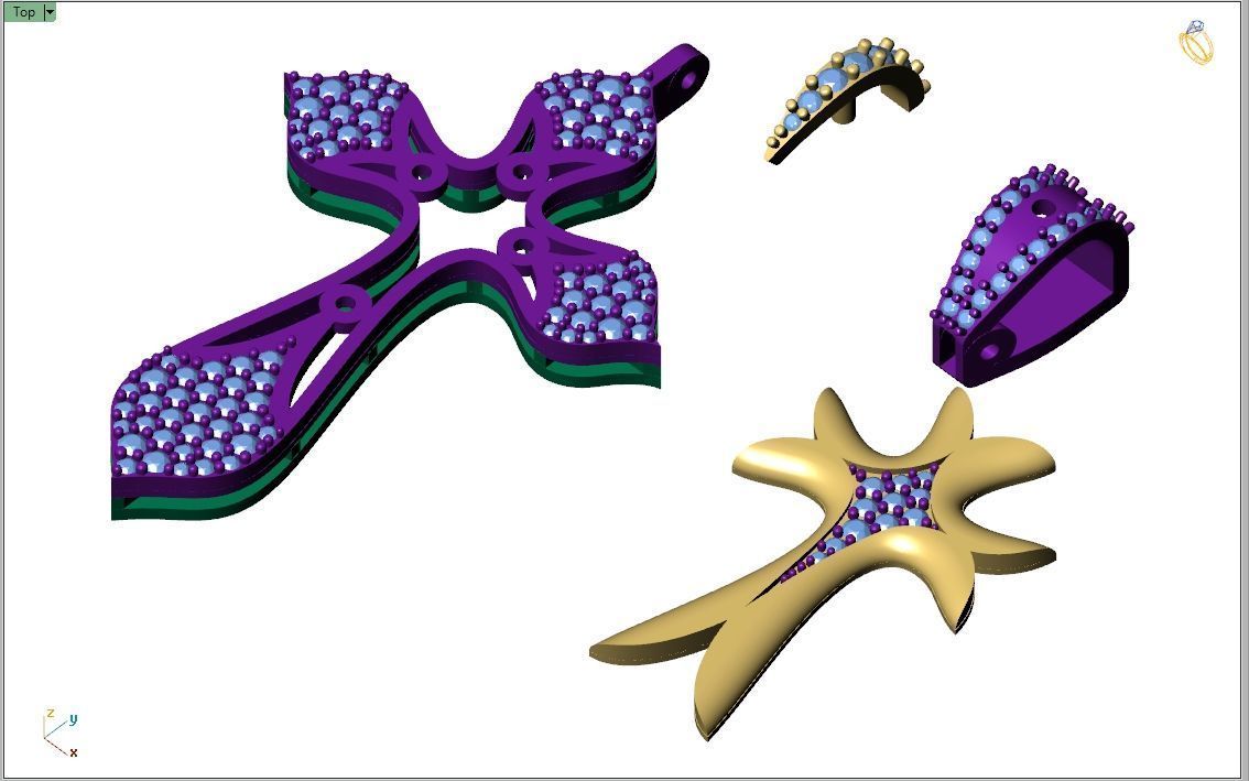 Custom Cross Diamond Pendant - Crucifixion Cross Necklace 3D print model_10