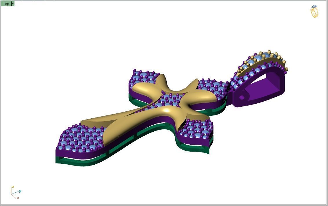 Custom Cross Diamond Pendant - Crucifixion Cross Necklace 3D print model_8