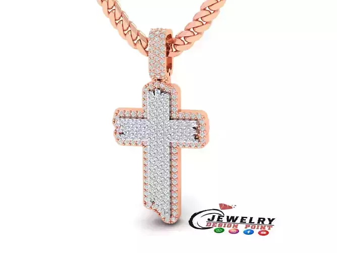 Custom Wood Cross Diamond Pendant - Crucifixion Cross Necklace 