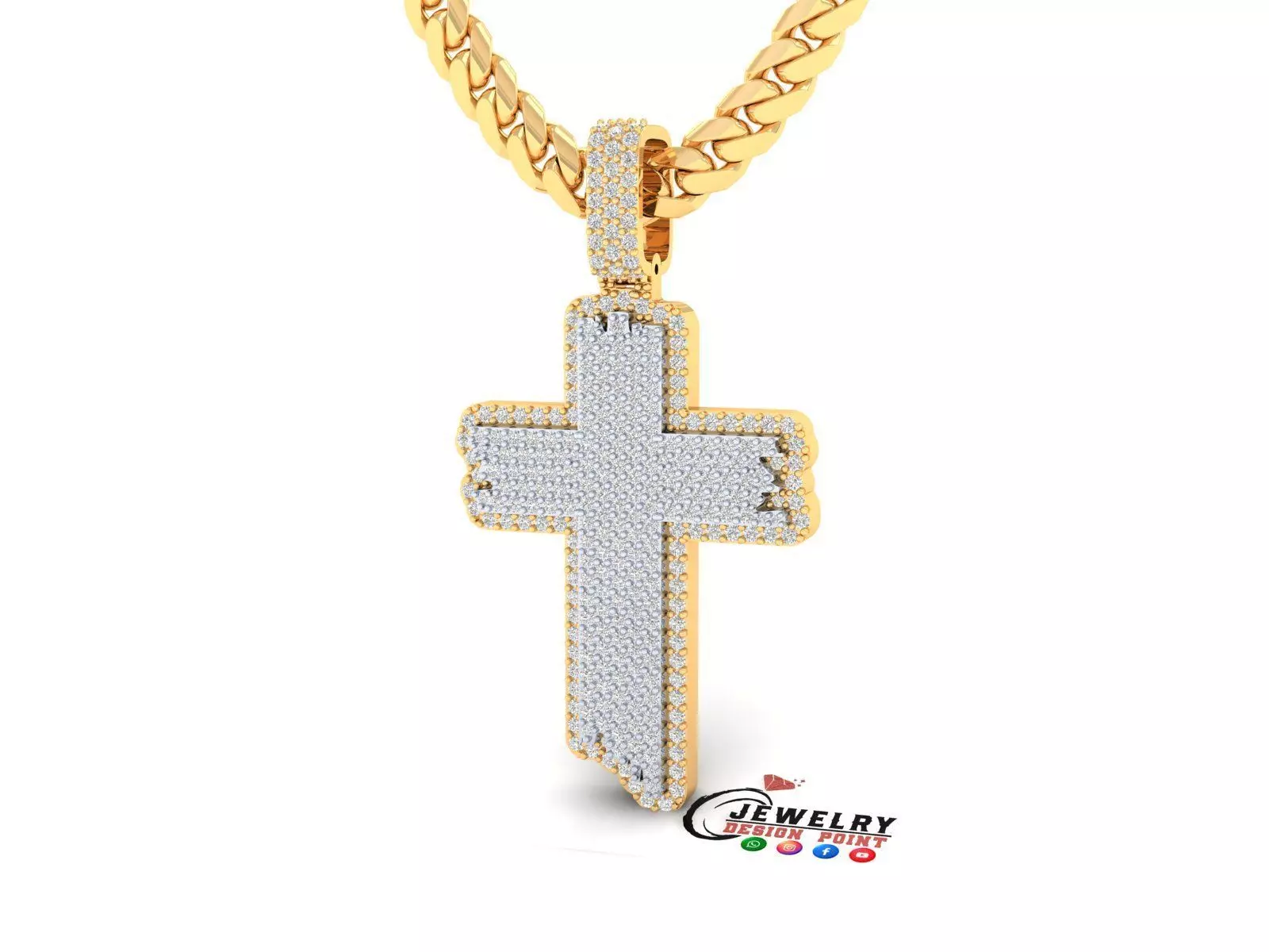 Custom Wood Cross Diamond Pendant - Crucifixion Cross Necklace  3D print model_0