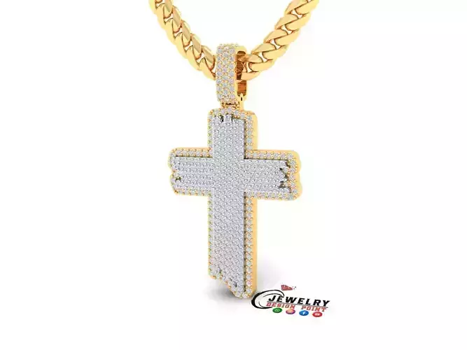 Custom Wood Cross Diamond Pendant - Crucifixion Cross Necklace 