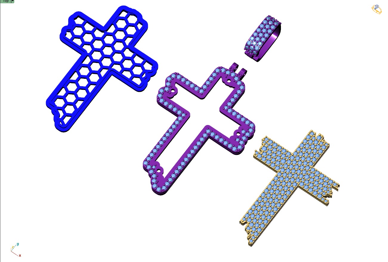 Custom Wood Cross Diamond Pendant - Crucifixion Cross Necklace  3D print model_14